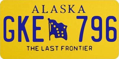 AK license plate GKE796