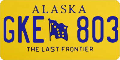 AK license plate GKE803