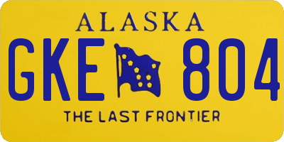AK license plate GKE804