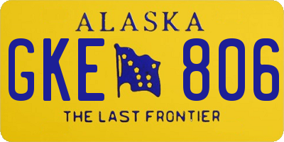 AK license plate GKE806