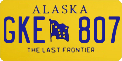 AK license plate GKE807