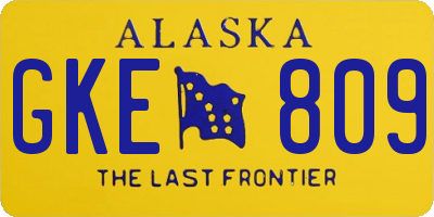 AK license plate GKE809