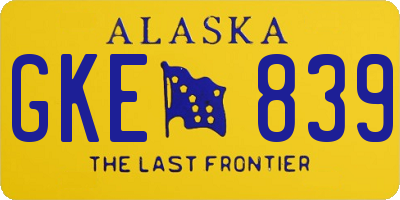 AK license plate GKE839