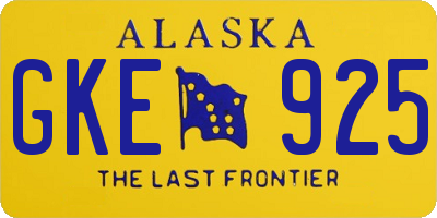 AK license plate GKE925