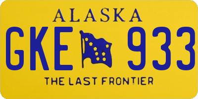 AK license plate GKE933