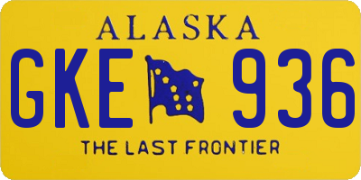 AK license plate GKE936