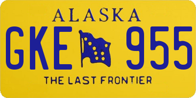 AK license plate GKE955