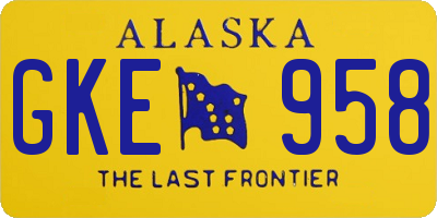AK license plate GKE958