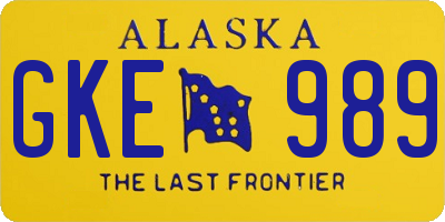 AK license plate GKE989