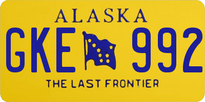 AK license plate GKE992