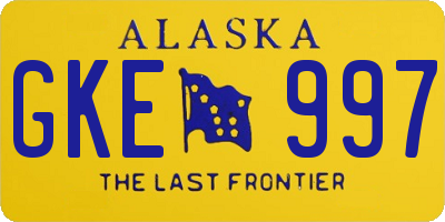 AK license plate GKE997