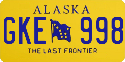 AK license plate GKE998