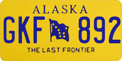 AK license plate GKF892