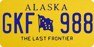 AK license plate GKF988