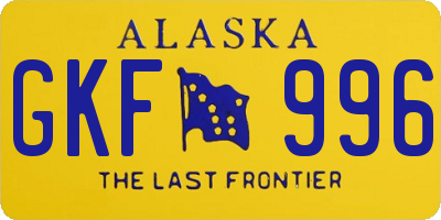 AK license plate GKF996