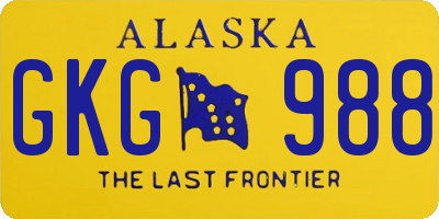 AK license plate GKG988