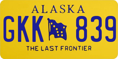 AK license plate GKK839