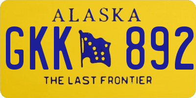 AK license plate GKK892