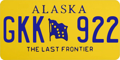 AK license plate GKK922