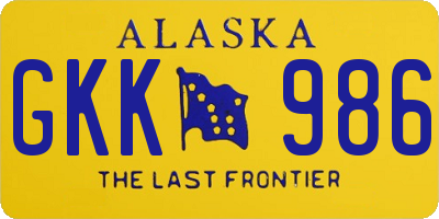 AK license plate GKK986