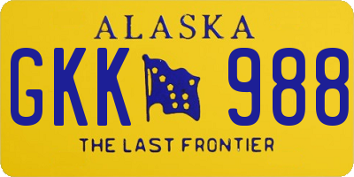 AK license plate GKK988