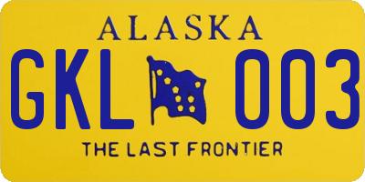 AK license plate GKL003