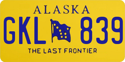 AK license plate GKL839