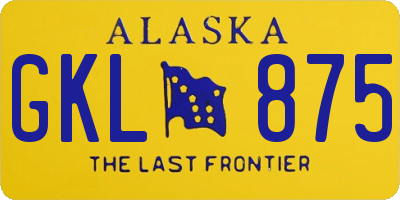 AK license plate GKL875