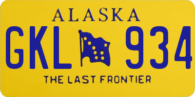 AK license plate GKL934