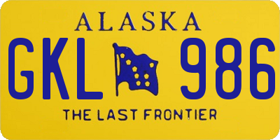 AK license plate GKL986