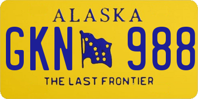 AK license plate GKN988