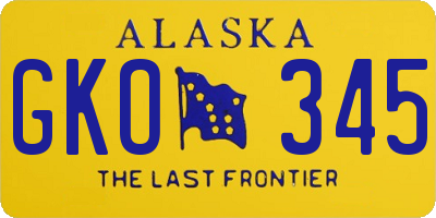 AK license plate GKO345