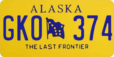AK license plate GKO374