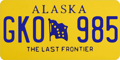 AK license plate GKO985