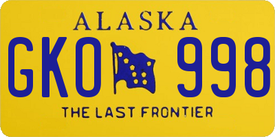AK license plate GKO998