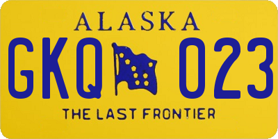 AK license plate GKQ023