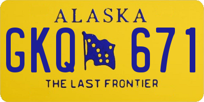 AK license plate GKQ671