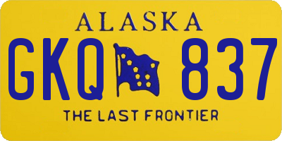 AK license plate GKQ837