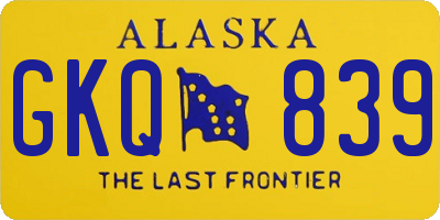 AK license plate GKQ839