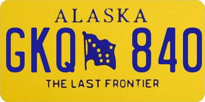 AK license plate GKQ840