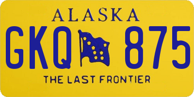 AK license plate GKQ875