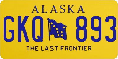 AK license plate GKQ893