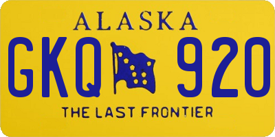 AK license plate GKQ920