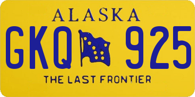 AK license plate GKQ925