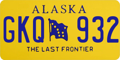AK license plate GKQ932