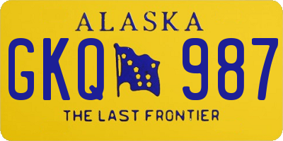 AK license plate GKQ987
