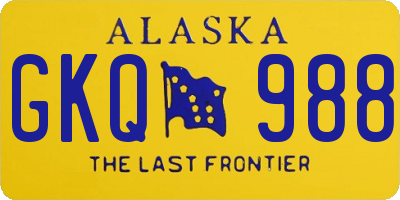 AK license plate GKQ988
