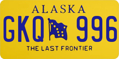 AK license plate GKQ996