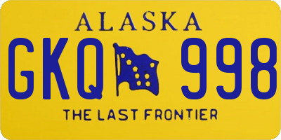 AK license plate GKQ998