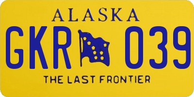 AK license plate GKR039